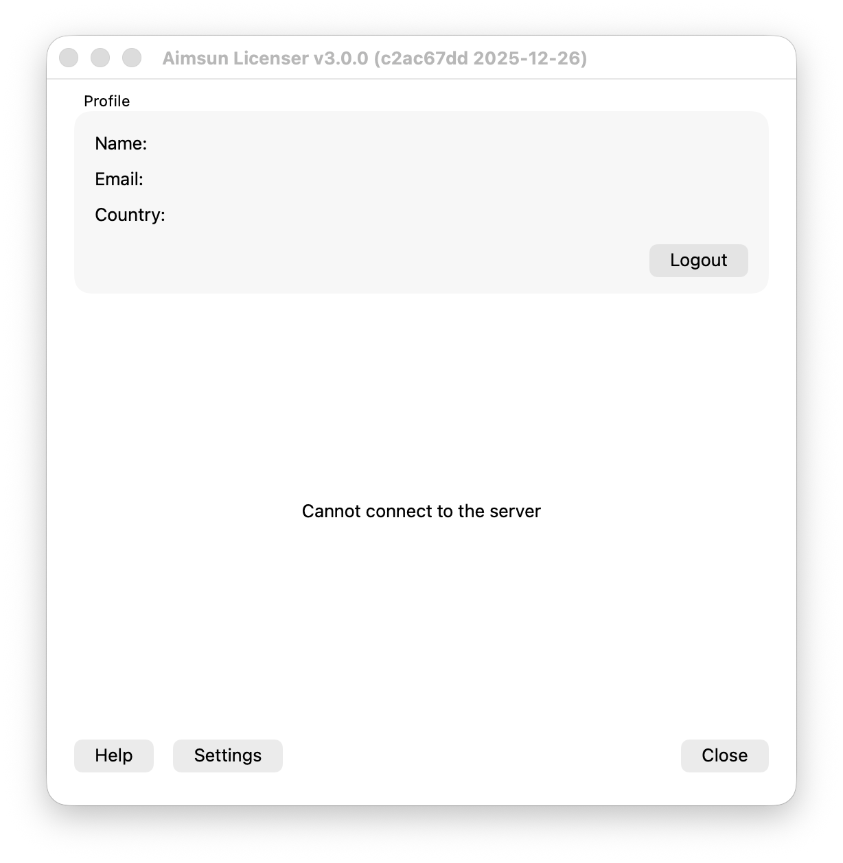 Cannot connect to the server Cannot connect to the server