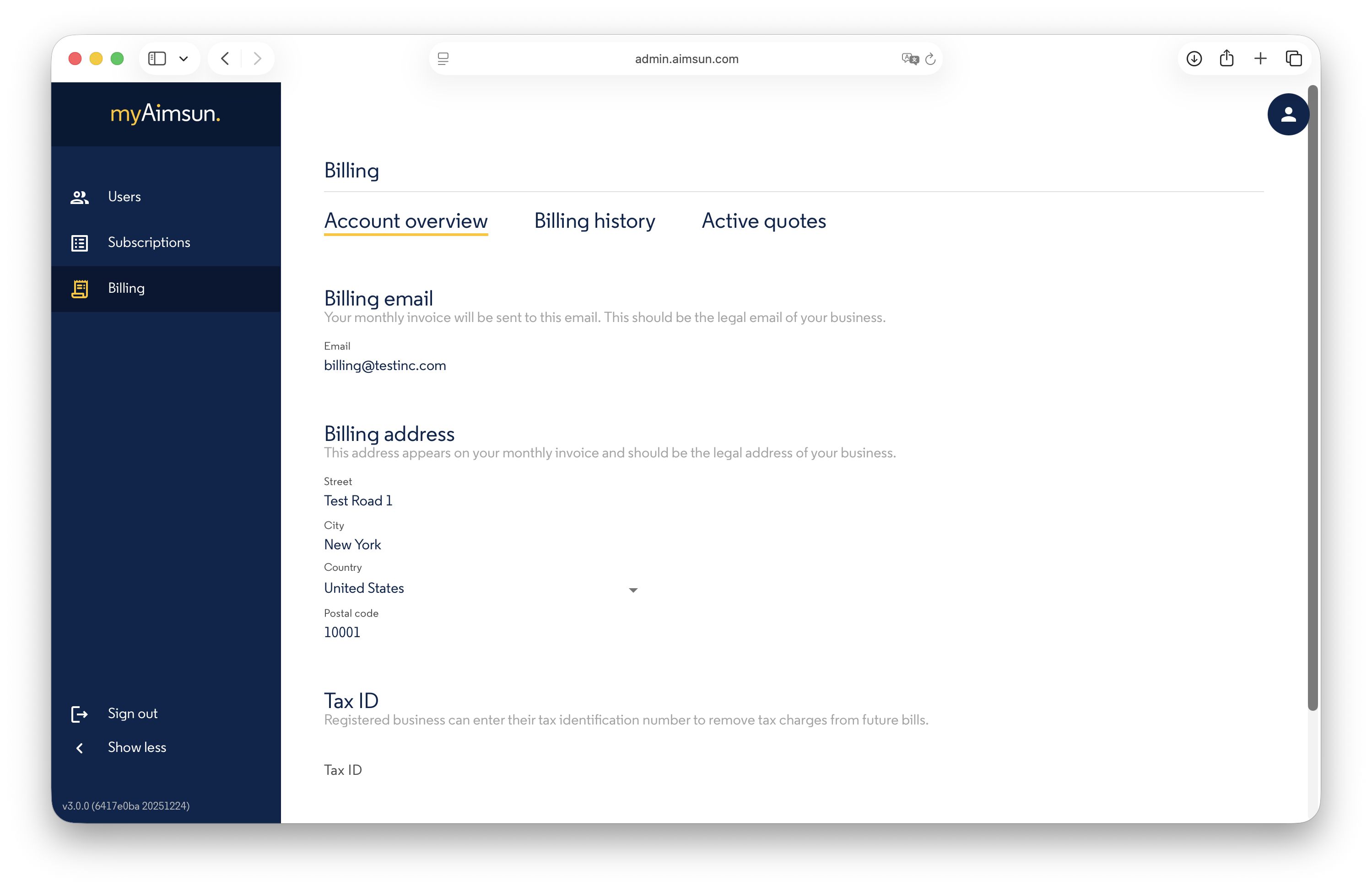 Aimsun Admin: Billing Aimsun Admin: Billing