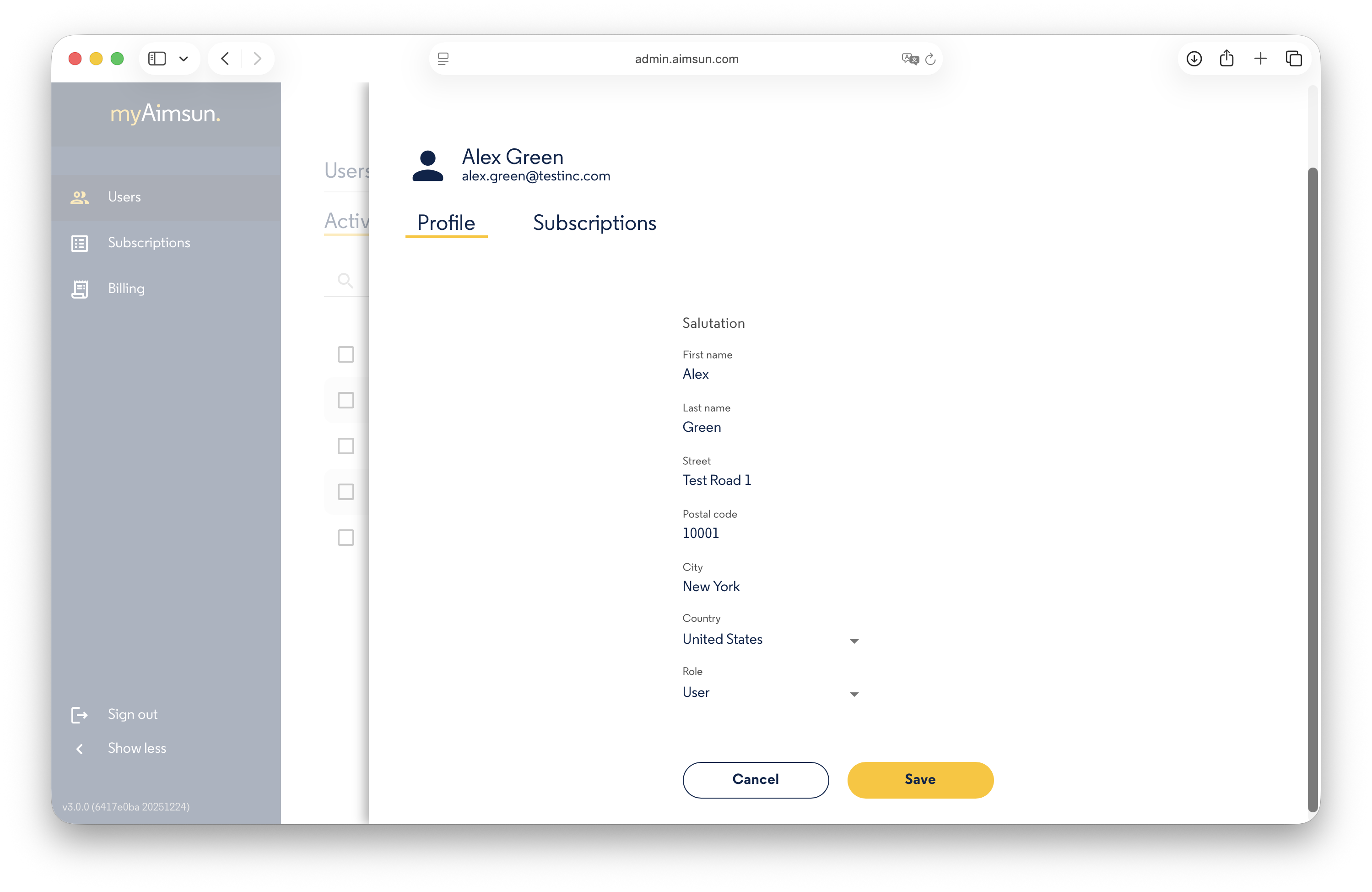Aimsun Admin: Edit a Profile Aimsun Admin: Edit a Profile