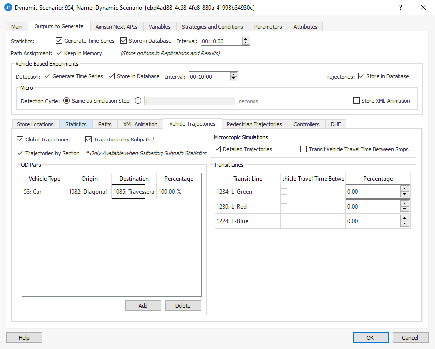 Dynamic Scenario Individual Vehicles Tab