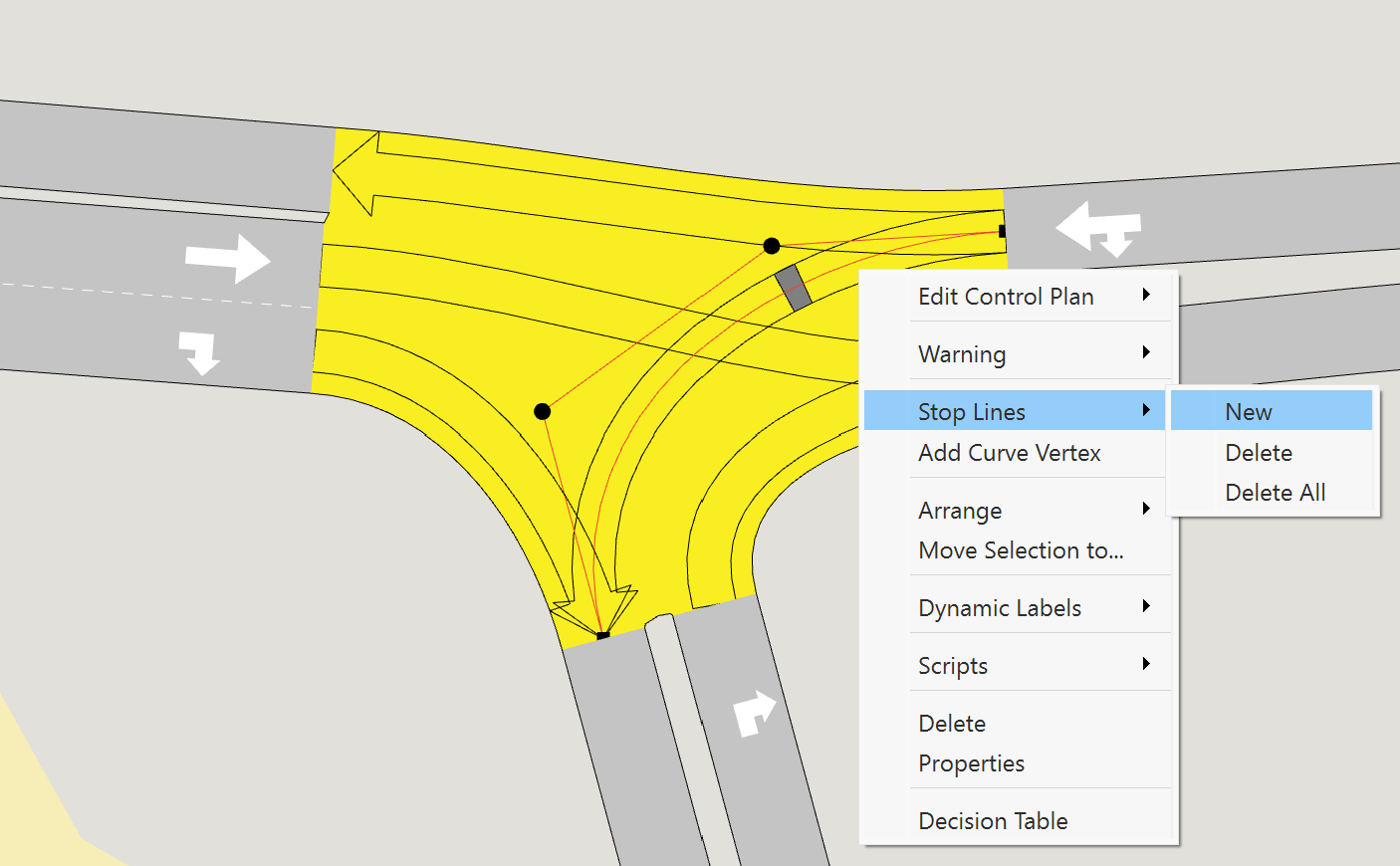Adding stop lines